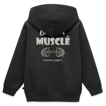 soon muscular like daddy gym bodybuilding - Kids Premium Organic Zip-up Hoodie - black - Back - AI Model Kid Male (0cm)