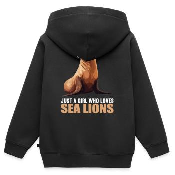 Seelöwen Seelöwe - Kinder Premium Organic Zip Hoodie - Schwarz - Hinten - AI Model Kid Male (0cm)