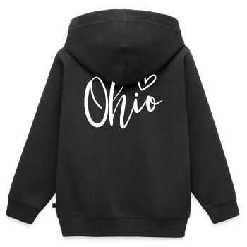 Ohio Heart Women’s Love Ohio - Sweat Premium à capuche zippé enfant bio - noir - Dos - AI Model Kid Male (0cm)
