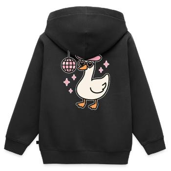 Kawaii Disco Ente mit Herzbrille - Kinder Premium Organic Zip Hoodie - Schwarz - Hinten - AI Model Kid Male (0cm)