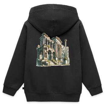 Antike Ruinen Architektur Illustration - Kinder Premium Organic Zip Hoodie - Schwarz - Hinten - AI Model Kid Male (0cm)