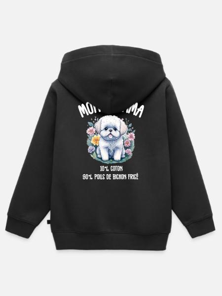 Lustiger Hund Bichon-Schlafanzug - Kinder Premium Organic Zip Hoodie - Schwarz