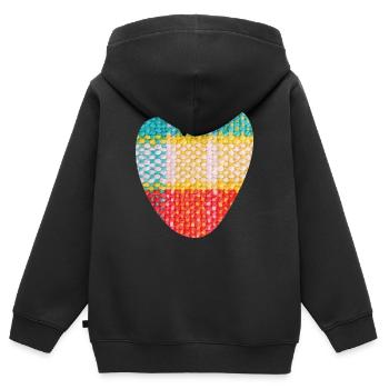 Herz Stoff Textil Love Liebe Muster Valentinstag - Kinder Premium Organic Zip Hoodie - Schwarz - Hinten - AI Model Kid Male (0cm)