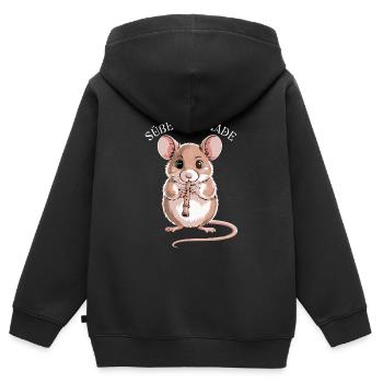 Blockflöte - Süße Serenade Maus Musikschule - Kinder Premium Organic Zip Hoodie - Schwarz - Hinten - AI Model Kid Male (0cm)