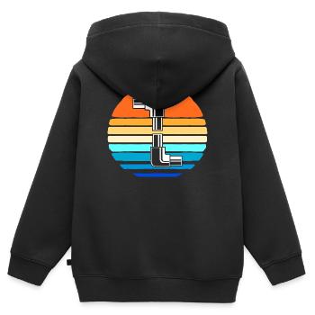 Plombier Plombier - Sweat Premium à capuche zippé enfant bio - noir - Dos - AI Model Kid Male (0cm)
