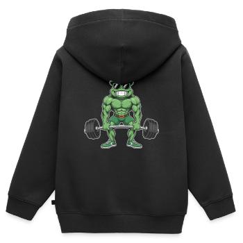 Leprechaun-Frosch Krafttraining - Kinder Premium Organic Zip Hoodie - Schwarz - Hinten - AI Model Kid Male (0cm)