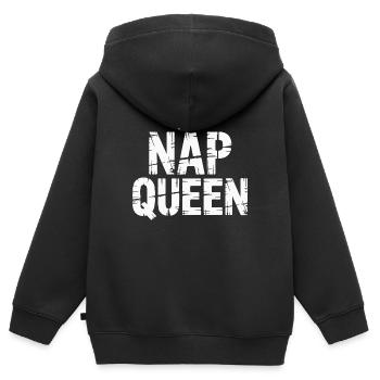 Nap Queen Krone - Kinder Premium Organic Zip Hoodie - Schwarz - Hinten - AI Model Kid Male (0cm)