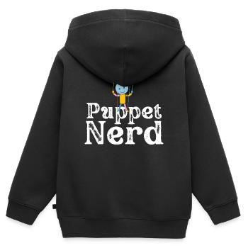 Marionnette de nerds marionnettes - Sweat Premium à capuche zippé enfant bio - noir - Dos - AI Model Kid Male (0cm)