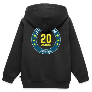Friseur Jubiläum 20 Jahre 20. jähriges Jubilaeum - Kinder Premium Organic Zip Hoodie - Schwarz - Hinten - AI Model Kid Male (0cm)
