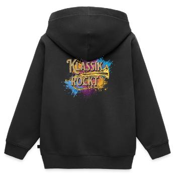 Cor ténor - musique classique, rocks, musique classique, éventail, cuivres - Sweat Premium à capuche zippé enfant bio - noir - Dos - AI Model Kid Male (0cm)