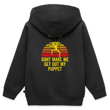 Puppet On Strings Retro-Grafik - Kinder Premium Organic Zip Hoodie - Schwarz - Hinten - AI Model Kid Male (0cm)