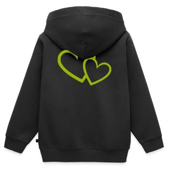 Cœur vert motif de cœurs verts - Sweat Premium à capuche zippé enfant bio - noir - Dos - AI Model Kid Male (0cm)