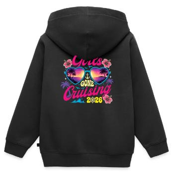 Girls Gone Cruising : ambiance rétro des vacances de printemps 2026 - Sweat Premium à capuche zippé enfant bio - noir - Dos - AI Model Kid Male (0cm)