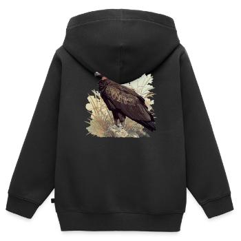 Geier - Kinder Premium Organic Zip Hoodie - Schwarz - Hinten - AI Model Kid Male (0cm)