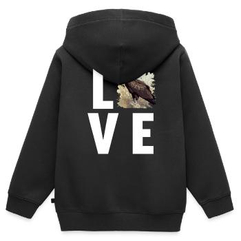 Geier - Kinder Premium Organic Zip Hoodie - Schwarz - Hinten - AI Model Kid Male (0cm)