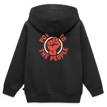 Le pouvoir au peuple - Socialist Antifa Tee - Sweat Premium à capuche zippé enfant bio - noir - Dos - AI Model Kid Male (0cm)