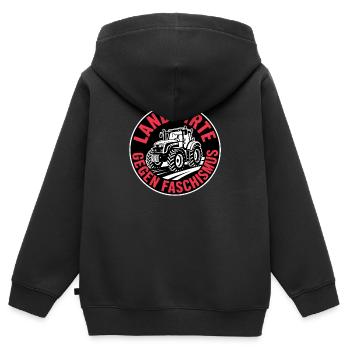 Landwirte gegen Faschismus - Antifa Tee - Kinder Premium Organic Zip Hoodie - Schwarz - Hinten - AI Model Kid Male (0cm)