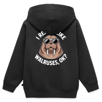 Cadeau drôle de morse qui dit le morse - Sweat Premium à capuche zippé enfant bio - noir - Dos - AI Model Kid Male (0cm)