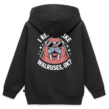 Cadeau drôle de morse qui dit le morse - Sweat Premium à capuche zippé enfant bio - noir - Dos - AI Model Kid Male (0cm)
