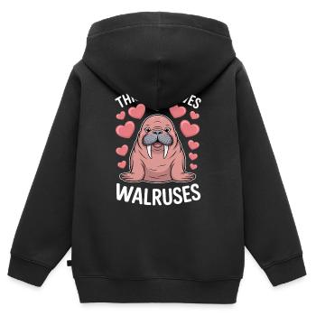 Cadeau drôle de morse qui dit le morse - Sweat Premium à capuche zippé enfant bio - noir - Dos - AI Model Kid Male (0cm)