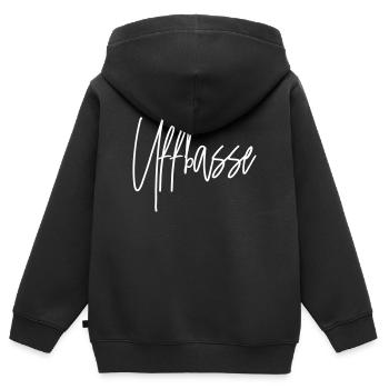 UFFBASSE dialect Baden - Kids Premium Organic Zip-up Hoodie - black - Back - AI Model Kid Male (0cm)