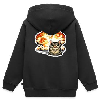 Und es hat Boom gemacht, so ein Feuerball Junge - Kinder Premium Organic Zip Hoodie - Schwarz - Hinten - AI Model Kid Male (0cm)