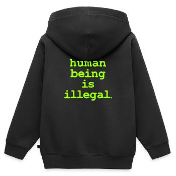 Aucun être numan n’est illégal, personne n’est illégal - Sweat Premium à capuche zippé enfant bio - noir - Dos - AI Model Kid Male (0cm)
