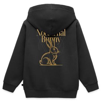 Conception du Lapin de Pâques nocturne du Lapin de Pâques nocturne - Sweat Premium à capuche zippé enfant bio - noir - Dos - AI Model Kid Male (0cm)