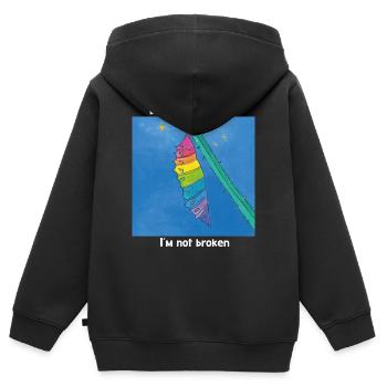 Gut so, wie ich bin!  - Kinder Premium Organic Zip Hoodie - Schwarz - Hinten - AI Model Kid Male (0cm)