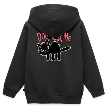 Ne me teste pas, chat coquin, citation drôle : logo - Sweat Premium à capuche zippé enfant bio - noir - Dos - AI Model Kid Male (0cm)