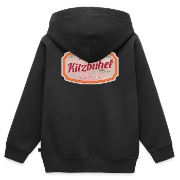 Alpine Vintage Label Kitzbühel Austria - Sweat Premium à capuche zippé enfant bio - noir - Dos - AI Model Kid Male (0cm)