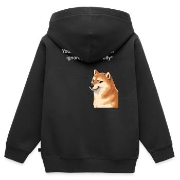 Deine Nachricht wurde erfolgreich ignoriert - Kinder Premium Organic Zip Hoodie - Schwarz - Hinten - AI Model Kid Male (0cm)