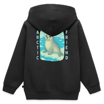 Cute Seal on the Cross - Kids Premium Organic Zip-up Hoodie - black - Back - AI Model Kid Male (0cm)