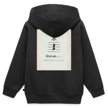 Shut up – Inner Peace Loading Design - Kinder Premium Organic Zip Hoodie - Schwarz - Hinten - AI Model Kid Male (0cm)
