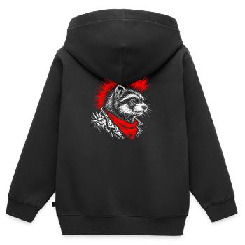 Punk Ferret – rebellischer Stil mit einer Kralle - Kinder Premium Organic Zip Hoodie - Schwarz - Hinten - AI Model Kid Male (0cm)