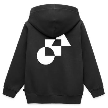 Mosaïque géométrique monochrome - Sweat Premium à capuche zippé enfant bio - noir - Dos - AI Model Kid Male (0cm)