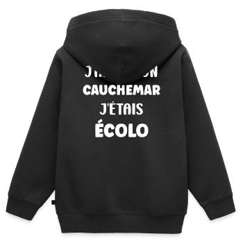 Ich hatte meinen ökologischen Albtraum - Kinder Premium Organic Zip Hoodie - Schwarz - Hinten - AI Model Kid Male (0cm)