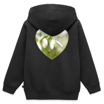 Conception du Cœur du Perce-Neige - Sweat Premium à capuche zippé enfant bio - noir - Dos - AI Model Kid Male (0cm)
