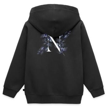 Blue Floral N Monogram - Kids Premium Organic Zip-up Hoodie - black - Back - AI Model Kid Male (0cm)