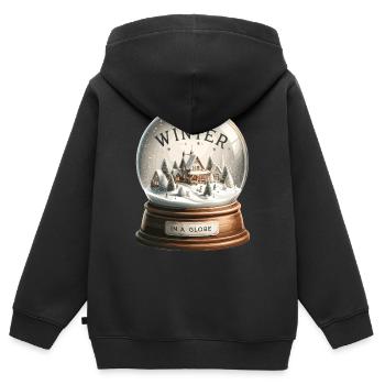 Winterzauber Schneekugel-Dorf - Kinder Premium Organic Zip Hoodie - Schwarz - Hinten - AI Model Kid Male (0cm)