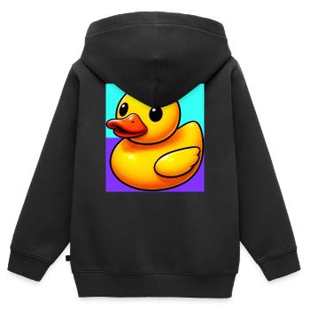 Ente Ente Ente Ente Ente - Kinder Premium Organic Zip Hoodie - Schwarz - Hinten - AI Model Kid Male (0cm)