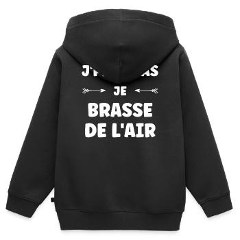 Ich kann nicht, ich rühre Luft auf. - Kinder Premium Organic Zip Hoodie - Schwarz - Hinten - AI Model Kid Male (0cm)