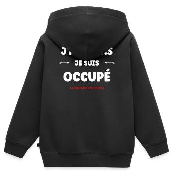 J'peux pas je suis occupé - Sweat Premium à capuche zippé enfant bio - noir - Dos - AI Model Kid Male (0cm)