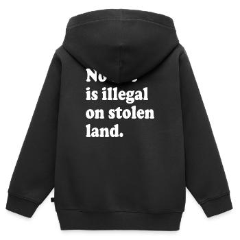 Personne n’est illégal sur des terres volées - Illégalité - Sweat Premium à capuche zippé enfant bio - noir - Dos - AI Model Kid Male (0cm)