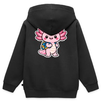 Kuscheliger axolotl - Kinder Premium Organic Zip Hoodie - Schwarz - Hinten - AI Model Kid Male (0cm)