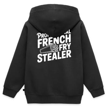 Voleur professionnel de frites - Sweat Premium à capuche zippé enfant bio - noir - Dos - AI Model Kid Male (0cm)