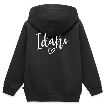 Idaho Heart Women’s Love Idaho - Sweat Premium à capuche zippé enfant bio - noir - Dos - AI Model Kid Male (0cm)