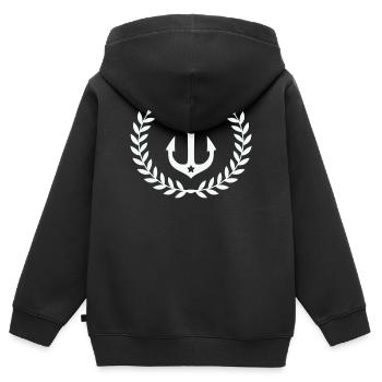 Ancre dans la couronne de laurier - Sweat Premium à capuche zippé enfant bio - noir - Dos - AI Model Kid Male (0cm)