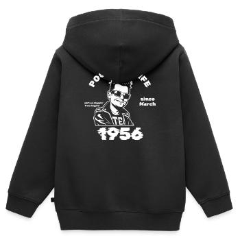 70. Geburtstag Pogo for life since 03/1956 - Kinder Premium Organic Zip Hoodie - Schwarz - Hinten - AI Model Kid Male (0cm)