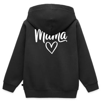 Mama Heart Script - Kids Premium Organic Zip-up Hoodie - black - Back - AI Model Kid Male (0cm)